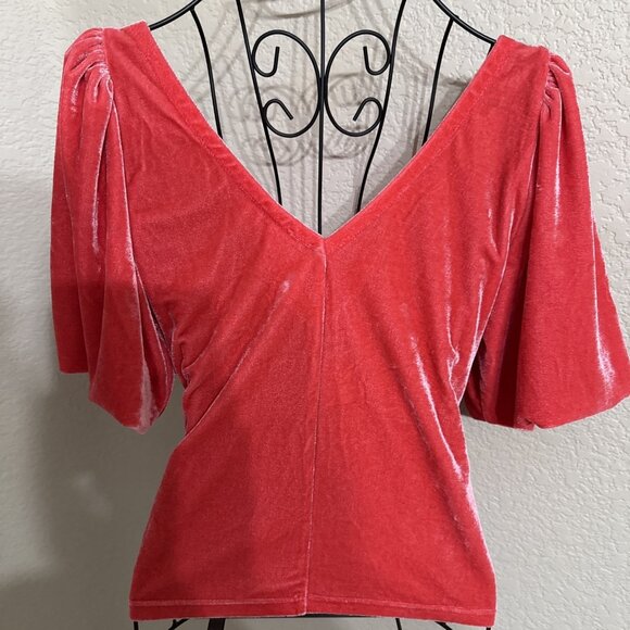 Free People Bridgette Velvet Top Smokey Wings Size Large Babydoll MSRP $128 - Picture 6 of 11